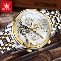 OLEVS 9965 Montre de sport personnalisée avec logo OEM, mode, étanche, acier inoxydable, automatique, lumineuse, mécanique, pour homme