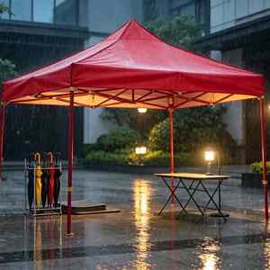 Tente publicitaire pop-up 3x3M, rouge vin, structure en fer, imperméable, avec logo, pour stand de salon professionnel, foire communautaire, marché - Product Image 1