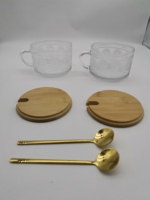 Gobelet en verre transparent vintage de 14oz taille personnalisée tasses à café thé yaourt cappuccino latte ensemble de tasses à café personnalisable Design en relief