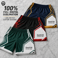 Shorts de basketball personnalisés QuestLink, sublimés, séchage rapide, respirants, pour lycée, université, ligue, athlétisme, vente en gros OEM