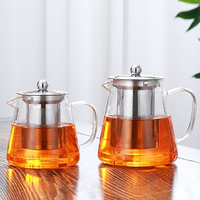 Service à thé classique en verre avec filtre, théière en borosilicate haute résistance, corps droit, bec en acier, résistant à la chaleur, 1L