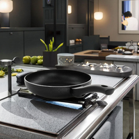 Cuisinière à gaz antiadhésive de 2.0mm d'épaisseur en aluminium étiré de 18x4cm Poêle à frire traditionnelle de 1 à 2 litres en métal et en verre