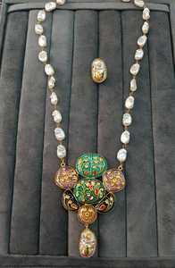 Conjunto de collar tradicional de calidad superior con pendientes Perla multicolor Nuevo diseño para bodas y fiestas de mujeres y niñas - Product Image 6