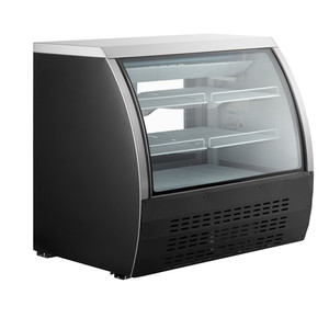 <span class=keywords><strong>Vitrine</strong></span> commerciale d'épicerie <span class=keywords><strong>réfrigérée</strong></span> de réfrigérateur d'affichage de gâteau en verre incurvé noir de 48 pouces - Product Image 2