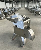 Commerciële roestvrijstalen elektrische groentesnijmachine voor het verwerken van wortelgroenten zoals ui, aardappel en wortel.