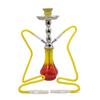 Ensemble de chicha en verre moyen à double tuyau jaune et rouge pour les marchés américain et européen