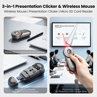 Télécommande de présentation portable multifonctionnelle silencieuse à 4 boutons avec capteur optique sans fil à trois modes et fonction de retournement de page PPT