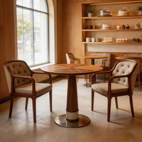Meubles de restaurant de luxe modernes, chaise de salle à manger en bois, fauteuil rembourré en tissu vintage du milieu du siècle