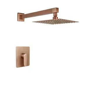 Grifo de baño y ducha de baño directo de fábrica CUPC cepillado rosa dorado montado en la pared grifo de baño y ducha