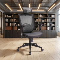 Chaise de bureau exécutive ergonomique moderne en maille avec accoudoirs réglables en hauteur, base pivotante et fonction d'inclinaison pour chambre et salon