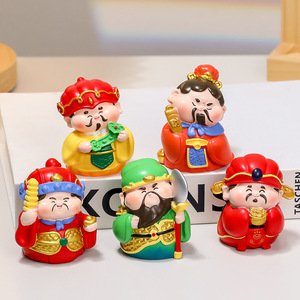 ชุดรูปปั้นเรซิ่นกวนอูเทพเจ้าแห่งความมั่งคั่ง 5 องค์ สำหรับตกแต่งบ้านและสำนักงาน ของขวัญปีใหม่จีน สไตล์ฮวงจุ้ย - Product Image 1
