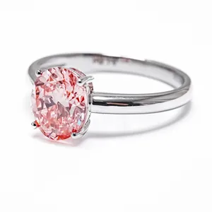 Hete Verkoop 1.63 Karaat Cvd Lab Gegroeid Diamant Roze Kleur D Vvs Ovaal Gesneden 18K Wit Goud Lab Diamanten Ringen Voor Vrouwen