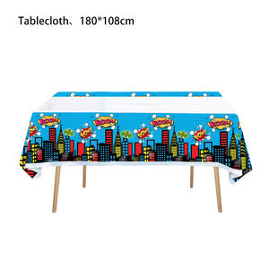 Blue City Hero super-héros fête d'anniversaire fournitures vaisselle jetable assiettes en papier nappe bannière super-héros fête décoration - Product Image 3