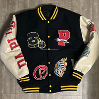 Chaqueta de Invierno para Hombre con Logotipo, Chaqueta de Exterior con Logotipo Personalizado, Chaqueta Varsity con Mangas de Cuero para Hombre
