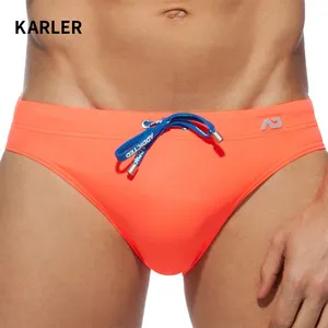 Karler 공장 Oem 도매 주문 로고 빠른 건조한 인쇄 단단한 수영 섹시한 개인 상표 Mens 수영 수영복 짧은 남자