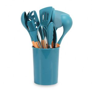 Ensemble d'ustensiles de cuisine en bois et silicone sans BPA, non toxiques, 11 pièces, avec logo personnalisé - Product Image 1