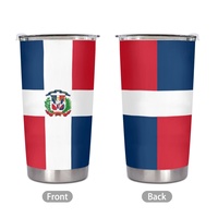 Mug de voiture en acier inoxydable de 20 oz, imprimé sur mesure avec le drapeau de la République dominicaine, idéal pour les courts voyages d'aventure et les sorties décontractées à la maison