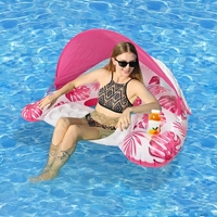 Chaise flottante gonflable en PVC en forme de U avec pare-soleil amovible, lit flottant d'été