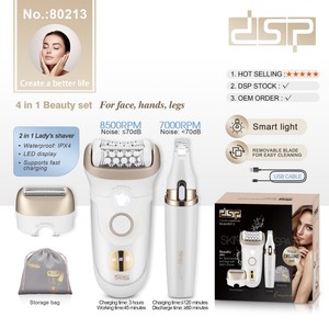 DSP 4 In 1 Beauty Epilator For Face Hands Legs Rechargeable Waterproof IPX4 With USB Cable And Storage Bag - Product Image 1