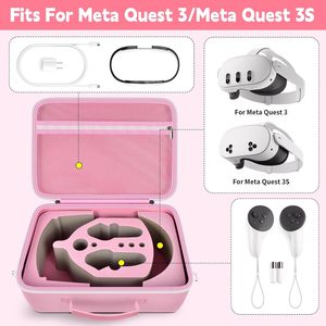 Étui de transport pour casque Meta <span class=keywords><strong>Quest</strong></span> 3S/3/<span class=keywords><strong>2</strong></span>, rangement <span class=keywords><strong>VR</strong></span> pour casque et manettes, masque facial et sangle d'épaule, idéal pour la maison et les voyages - Product Image 2
