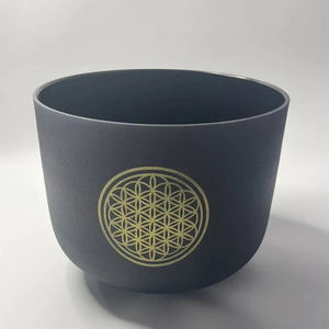 رخام كريستالي شاكرا أسود مزدوج تصميم زهرة الحياة 8 بوصة س Hz - Product Image 2