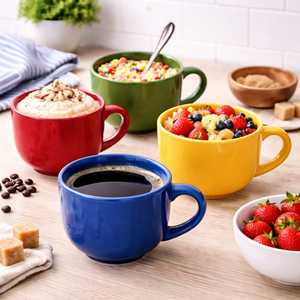 Set di 4 tazze in porcellana colorate con design multicolore, adatte a microonde e lavabili in lavastoviglie - Product Image 3