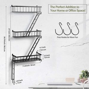Présentoir de plantes en forme de Z moderne-Finition or noir, effet flottant minimaliste pour la maison/café - Product Image 5