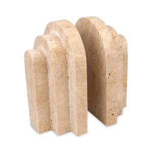 Accessoires de bureau en <span class=keywords><strong>marbre</strong></span> au design classique moderne Arche décorative <span class=keywords><strong>Serre</strong></span>-livres en travertin beige - Product Image 4