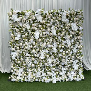 E-FW0035 Wholesale Artificial 3D Flowers Wall Panels 8ft * 8ft Rose Flower Wall Roll up 5d Flower Wall for Wedding Decoration - Product Image 3