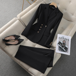Conjunto de Traje Profesional para Dama de Oficina Saco y Pantalones Largos Elegante Traje Formal de Negocios Uniforme de Trabajo Conjunto de <span class=keywords><strong>2</strong></span> Piezas con Botones - Product Image 6