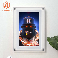 AMABOO Cadre photo numérique en acrylique avec horloge, écran LCD 7 pouces, alimenté par piles, pour objets vidéo et photos à effet infini, en cristal transparent, vente en gros