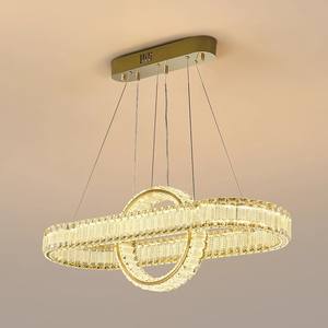 Candelabro de anillo rectangular moderno comedor K9 cristal LED círculo colgante luz para mesa redonda - Product Image 3