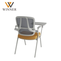Chaise de formation ergonomique au design moderne avec support lombaire, réglable en hauteur, tablette d'écriture pliable, chaise en maille pour bureau à domicile