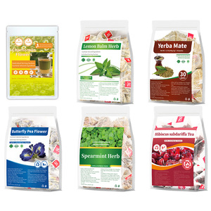 Surtido de Bolsitas de Té de Hierbas: Manzanilla, Balsamo de Limón, Yerba Mate, Flor de Mariposa, Menta, Hibisco, 30 Paquetes de Bolsitas Individuales - Product Image 1