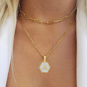 Zogxin Hexagonal Pendant Necklace 18K Gold Plated Double Layer Zinc Alloy Chain Women's Jewelry Gift Daily Wear - Product Image 2