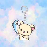 Nouveau porte-clés ours léger, pendentif dessin animé mignon en acrylique, design plat 2D, porte-clés photo numérique pour couples, sac à dos anime