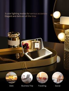 Espejo de Maquillaje LED con Interruptor Táctil, 3 Colores de Iluminación, Portátil, de Doble Cara, para Viajes - Product Image 2