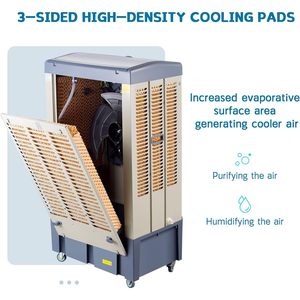 เครื่องทำความเย็นแบบพ่นไอน้ำ Uthfy Swamp Cooler 4800 CFM ถังน้ำขนาด 10.6 แกลลอน เครื่องทำความเย็นแบบพกพาสำหรับใช้งานกลางแจ้ง ตั้งพื้นได้ สีน้ำเงินกรมท่า ทำจากโลหะ - Product Image 3