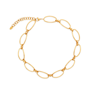 Moonfish — collier ras du cou en acier inoxydable pour femmes, chaîne à maillons ovales, plaqué or, simple, 316L, en Stock - Product Image 1