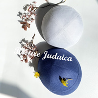 Kippa en Lin Broderie Flamme Judaica pour Bar Mitzvah Yarmulke, Kippot Juives avec Logo Personnalisé pour Cadeau