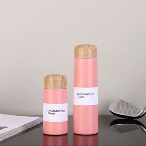 Custom Stock 250ml Japanese Wood Grain 304 Stainless Steel <b>Mini</b> Pocket Cup Student Couple Thermos Water <b>Bottle</b> Travel Mug Cup - Product Image 4