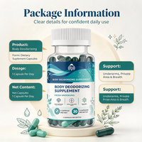 Capsules de contrôle des odeurs sous marque privée 30 pièces – Complément déodorant corps entier, détoxifiant pour l'intestin et la peau, digestion, chlorophylle, menthe, persil – OEM