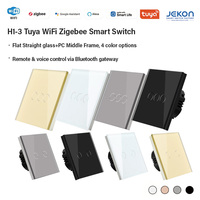 Interrupteur tactile intelligent Tuya WiFi Zigbee, norme européenne, 1, 2, 3 ou 4 gangs, compatible avec ou sans fil neutre, 100-240 V CA