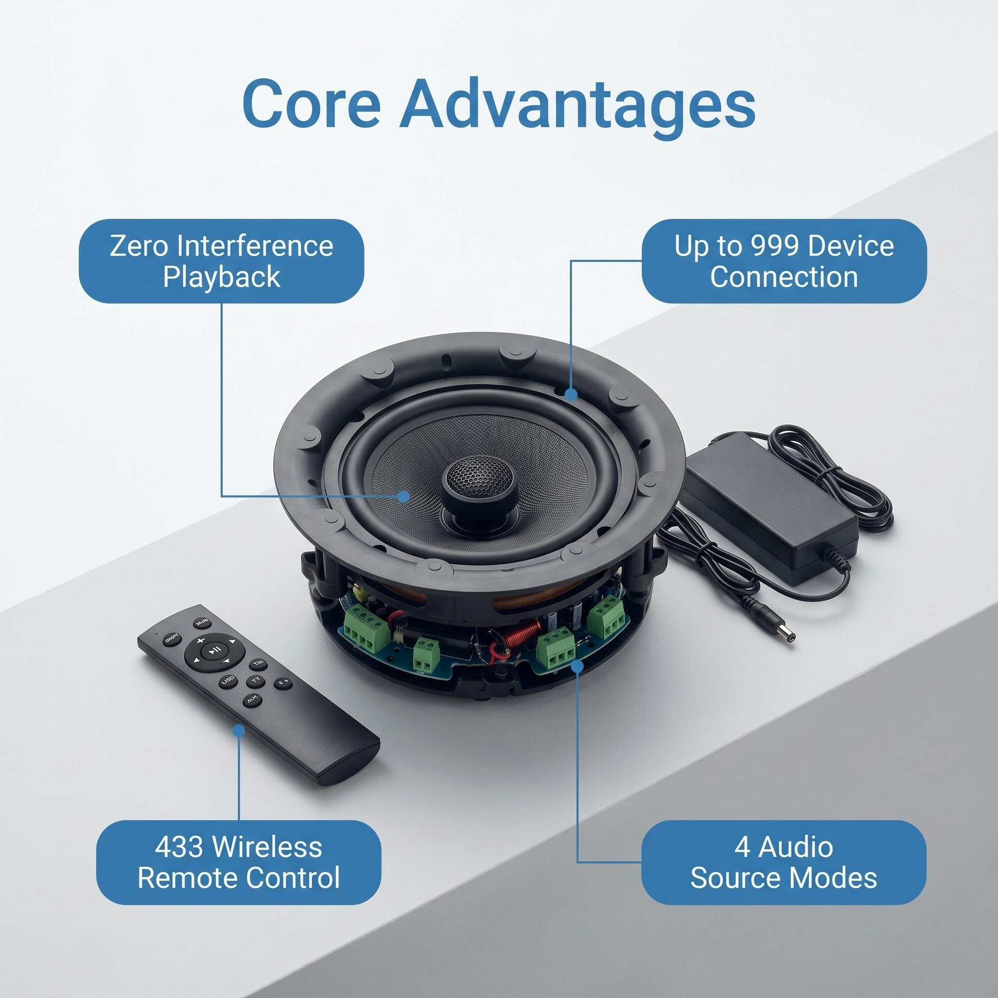 Zhiku High Quality 5.25 Inch Wireless Ceiling Speaker Active ceiling-mounted speaker · image 3