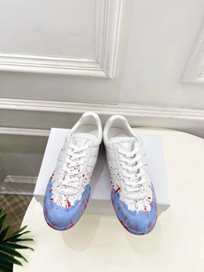 Luxury Designer <b>Sneakers</b> Vintage <b>Leather</b> Couple Lace-up Hand Painted Graffiti Street Trendy Breathable Anti-Slip Light Walking - Product Image 4