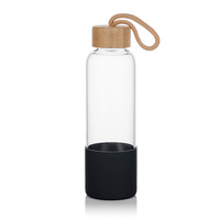 Bouteille d'eau en verre borosilicate de haute qualité, 500 ml, anti-fuite, compatible lave-vaisselle, avec logo personnalisé, faite à la main, écologique, avec paille et bouchon à vis.