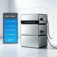 Système de stockage d'énergie solaire 1600W-2400W, batterie LiFePO4 hybride connectée au réseau, conception empilable, surveillance intelligente par application, IP65, CAN