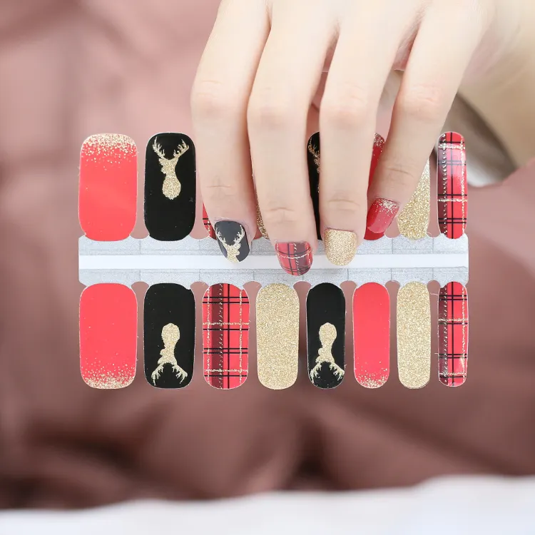 Huizi factory supplier DIY Christmas Non-toxic Nails Manicure Decoration Art nail poish sticker