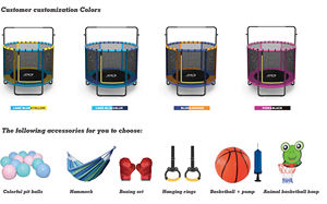 Trampoline pour enfants Zoshine série 55 pouces, haute qualité avec filet de sécurité et barre de maintien, intérieur/extérieur pour enfants - Product Image 2