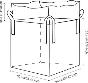 Huamaohengchun 35"L x 35"W x 43"H, 2200lbs SWL, Duffle Top Flat Bottom Heavy Duty Bulk Bag for Industry Agriculture - Product Image 3